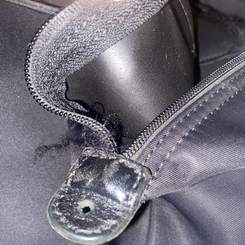 LONGCHAMP Frm FRANCE RARE BLACK NYLON LEATHER TOTE Handbag w LOCK OPTION GORG - Picture 11 of 14